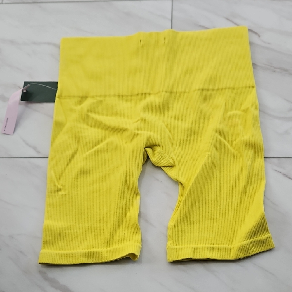 Yellow Ribbed Bike Shorts